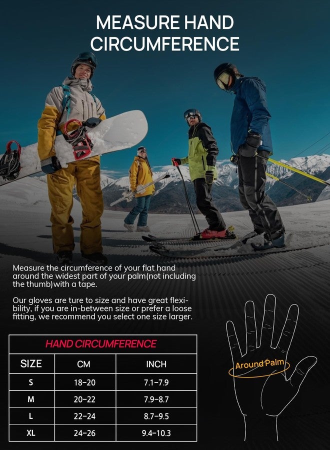 TRENDOUX Winter Gloves Men Women Cold Weather Ski Thermal Mens Gloves Man with Thermohandz Warming Hot Lining Grip Silicone for Motorcycle Adult Skiing Driving Biking Riding Skating - Black L - Image 3